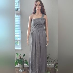 J. Crew gray 100% silk one shoulder formal maxi evening  dress